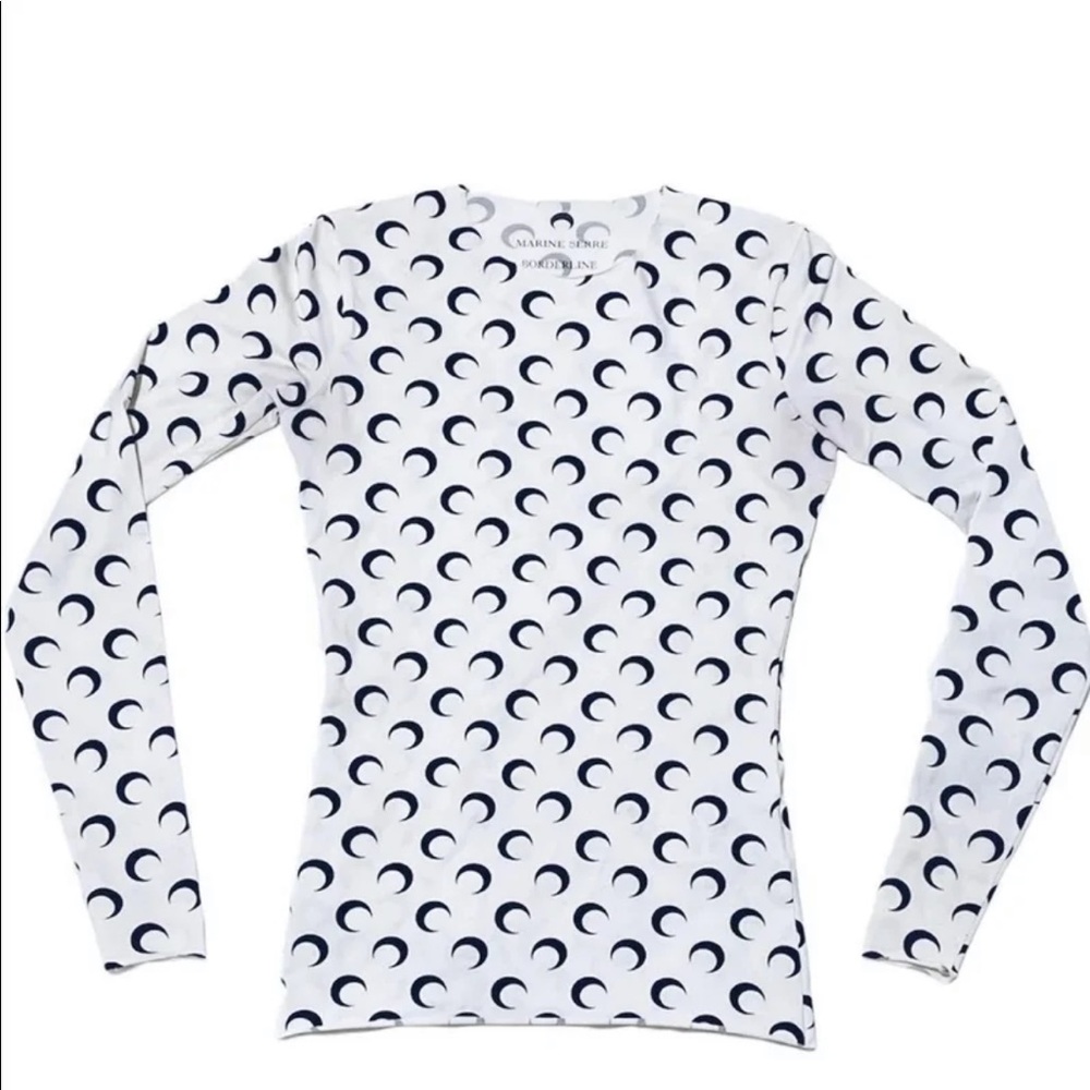 marine serre long sleeve white black moon top